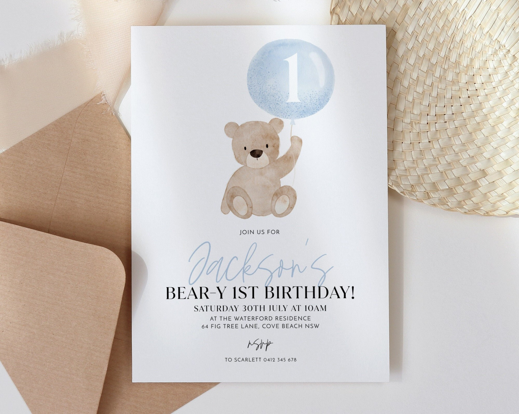 Bear Birthday Invitation Bear-y First Birthday Bear Balloons - Etsy