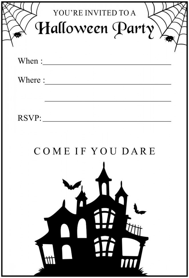 Best Halloween Birthday Invitations Printable Black And White