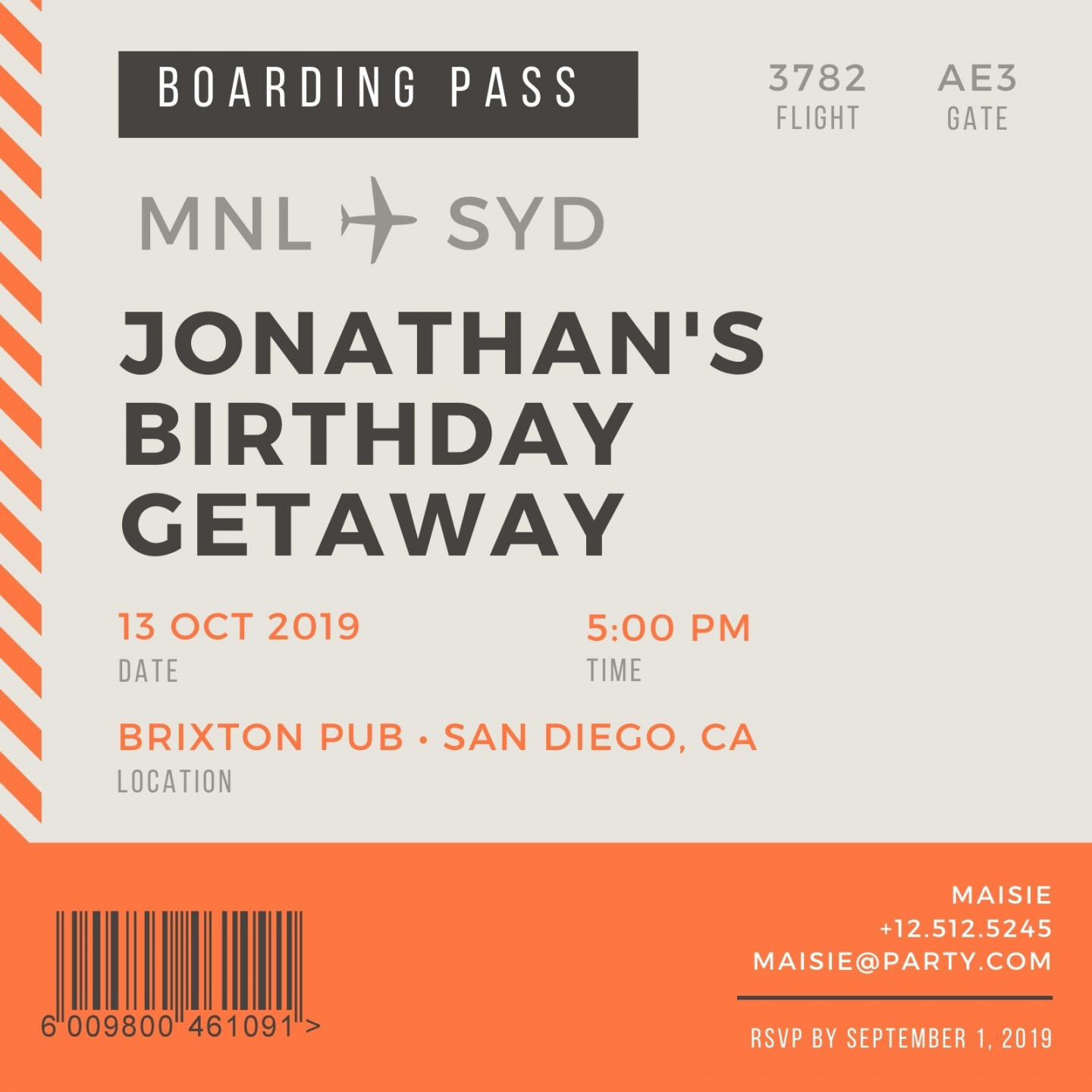 Free, custom printable boarding pass invitation templates  Canva