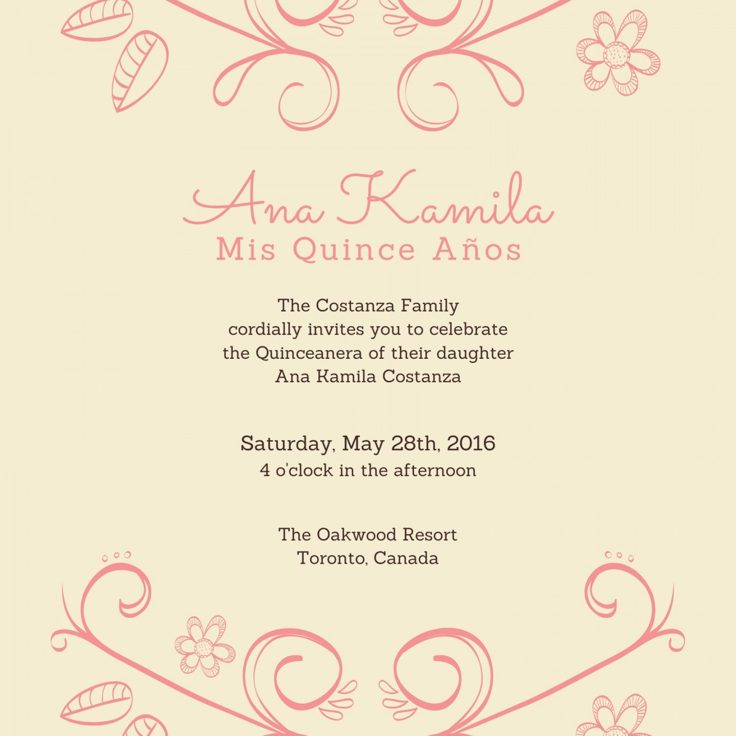 Free custom printable quinceañera invitation templates  Canva