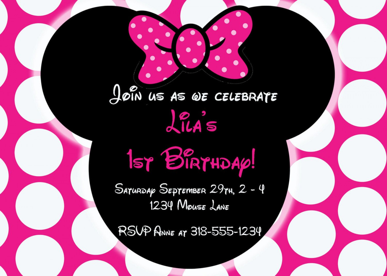 Free Editable Minnie Mouse Birthday Invitations  Minnie