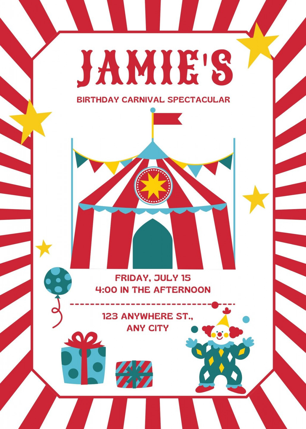 Free printable, customizable circus invitation templates  Canva