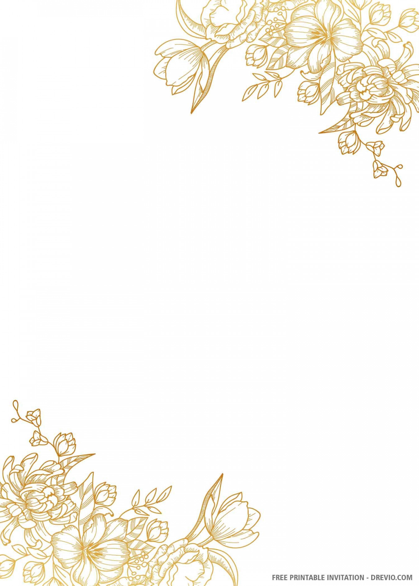 FREE PRINTABLE) – Gold Wedding Invitation Templates  Wedding