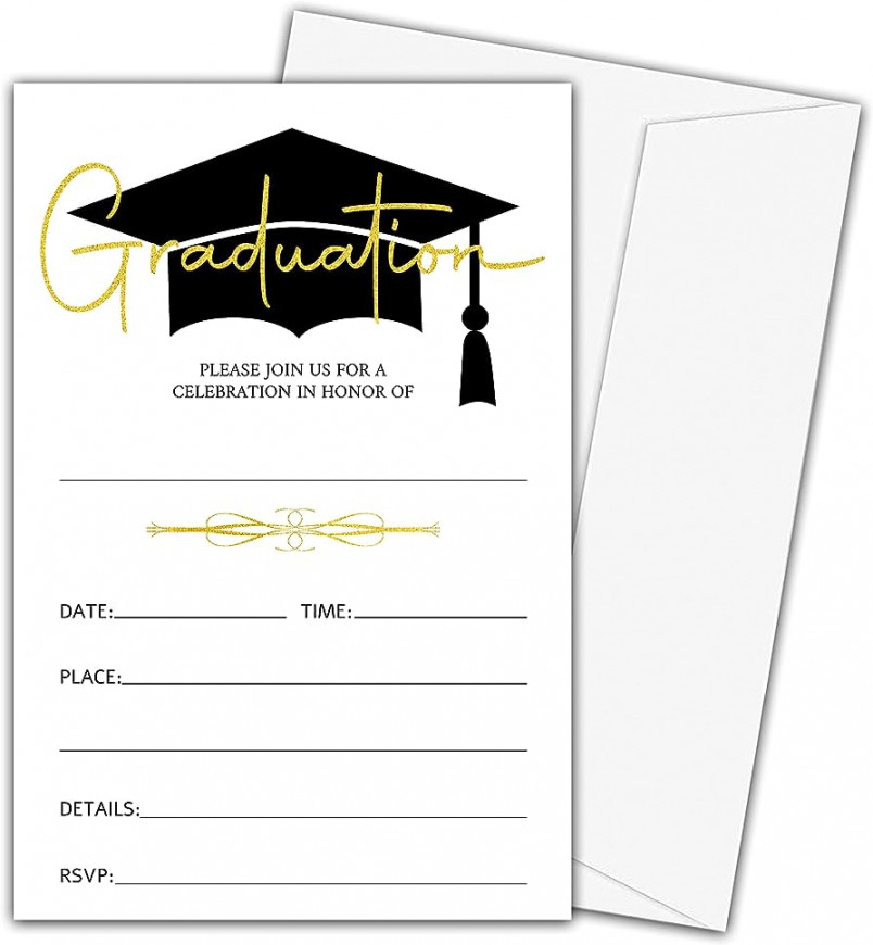 Graduation Invitations with Envelopes for College Junior High School  College Master Graduation Celebration or Announcement - Gold Black  Invitation