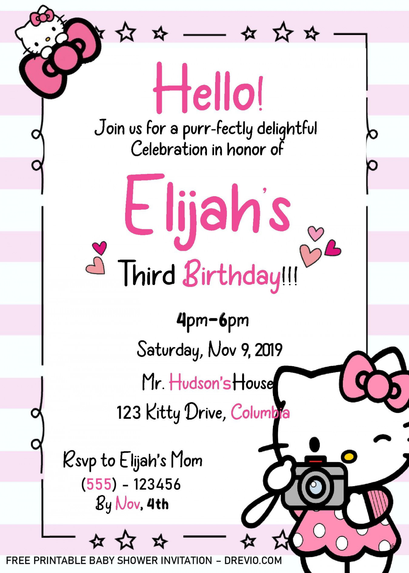 Hello Kitty Invitation Templates – Editable With Ms Word