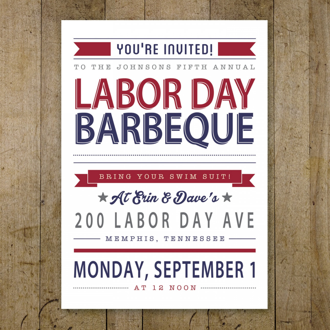 Labor Day Party Invitation, Personalized Invitation, Printable Invitation,  Birthday BBQ, Summer Party Invitation, Cookout Invitation