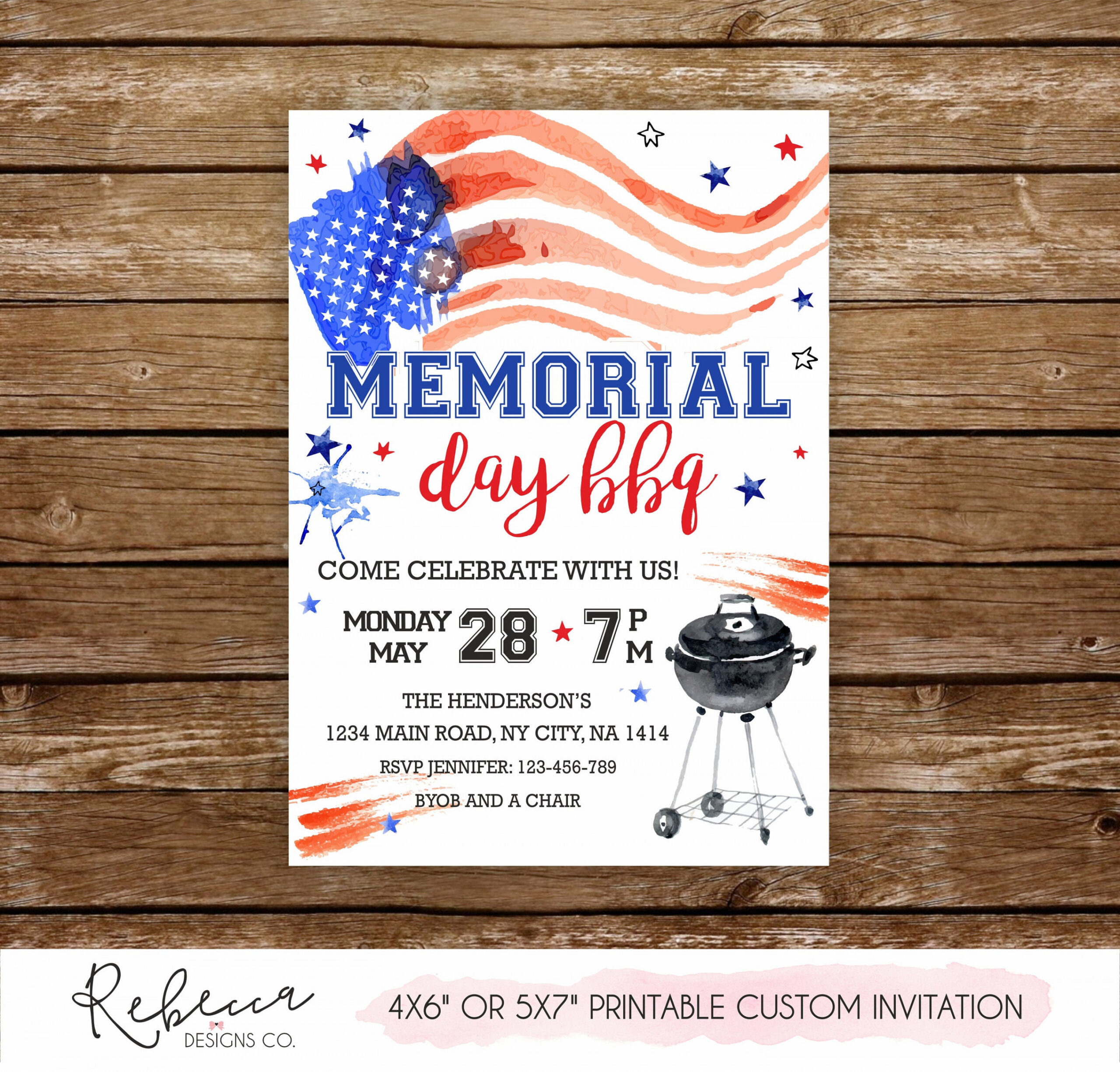 Memorial Day Invitation Printable Memorial Day Bbq Invitation - Etsy