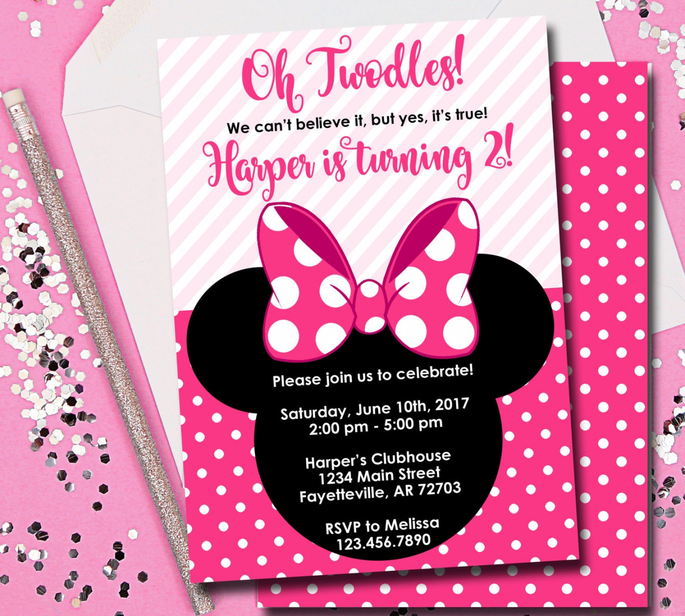 Minnie Mouse Birthday Invitation, Minnie Mouse, Birthday, Invitation, Oh  Twodles, Birthday Invite, Mickey Mouse, Disney, Printable x