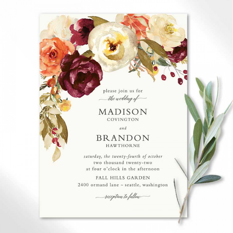 Plum and Orange Fall Wedding Invitations for Autumn Wedding Ideas