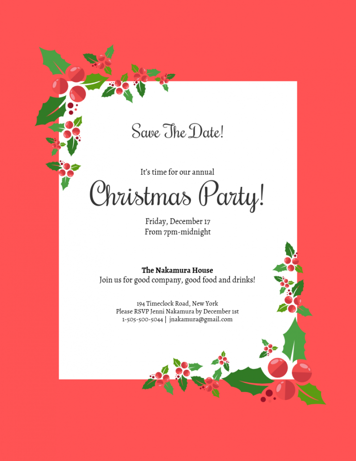 Save the Date Christmas Party Invitation Template - Venngage