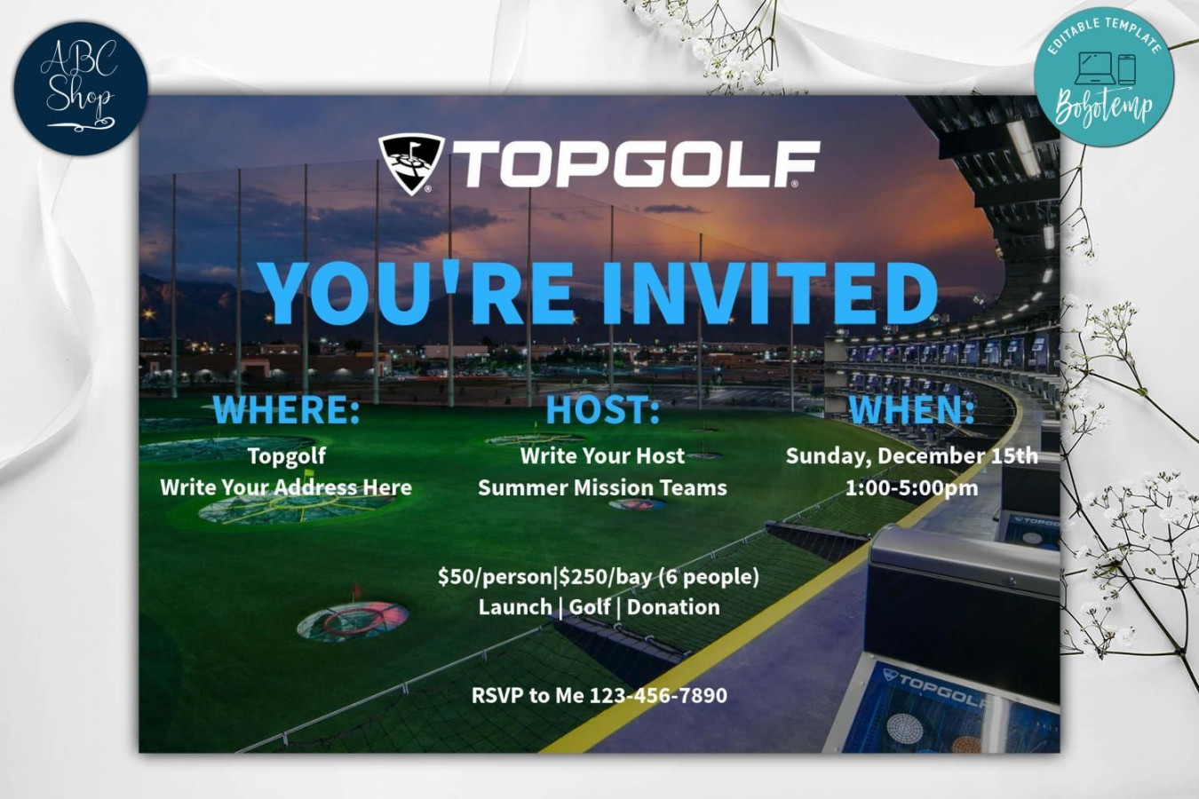 Top Golf Invitation Instant Download  Bobotemp