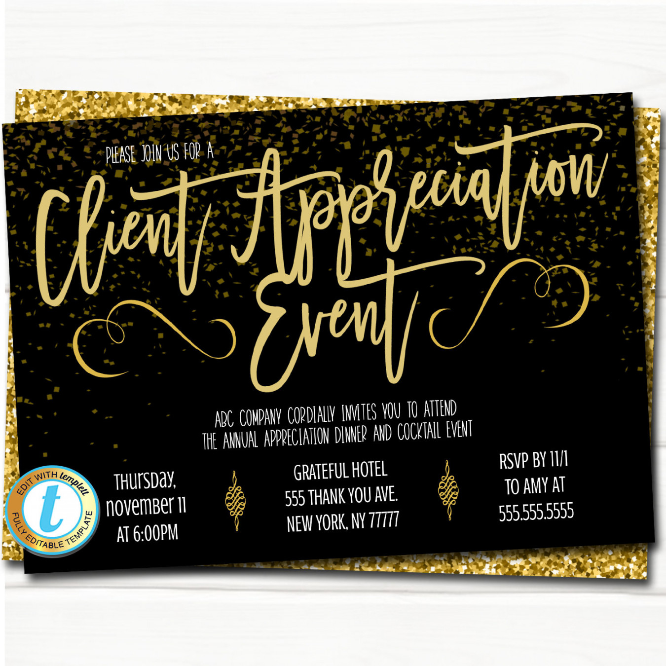 Appreciation Invitation, Corporate Event Party, Grateful For You Teacher  Staff Invite, Customer Client Thank You, INSTANT DOWNLOAD Template