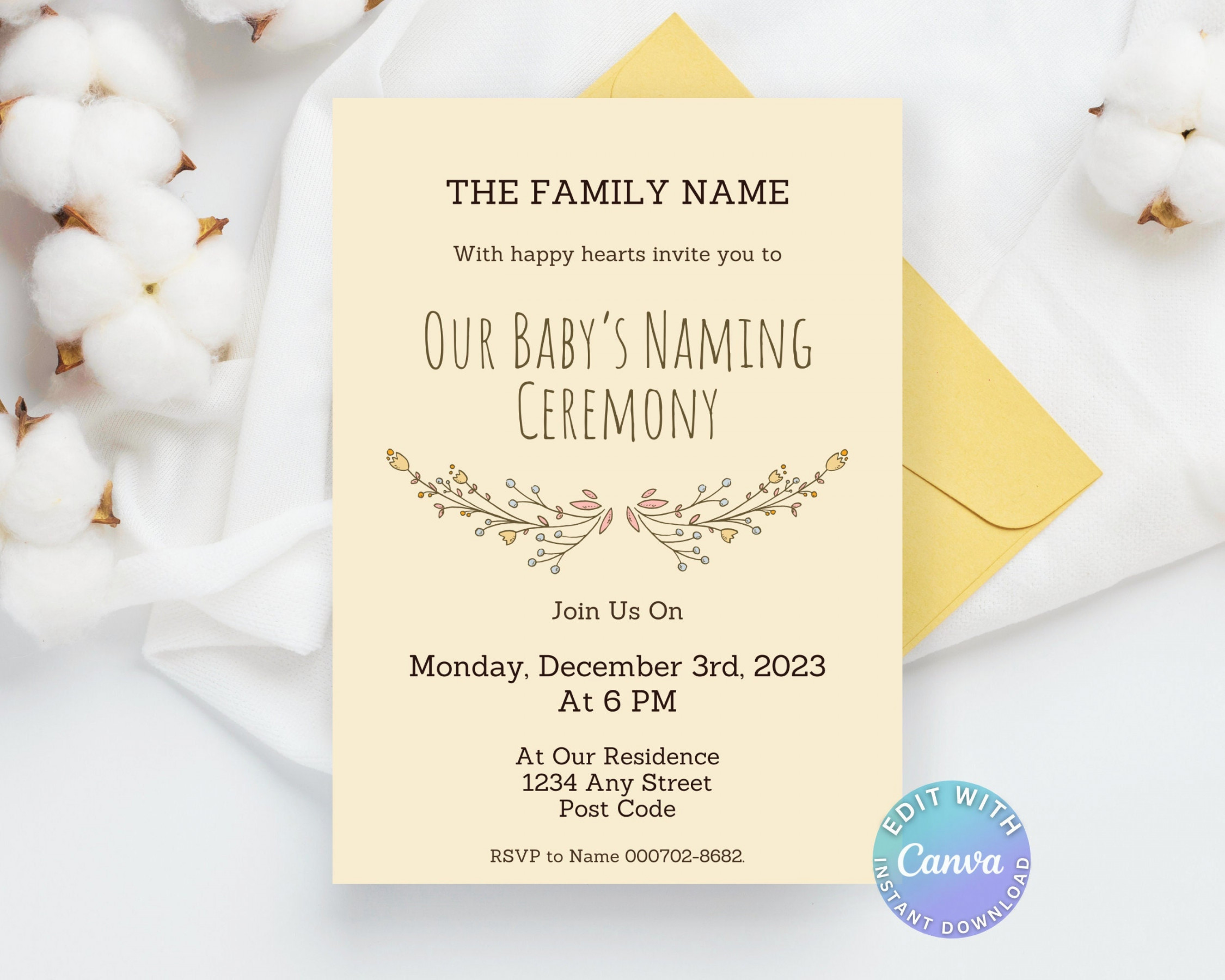 Baby Naming Ceremony Invitation Cradle Ceremony invite - Etsy