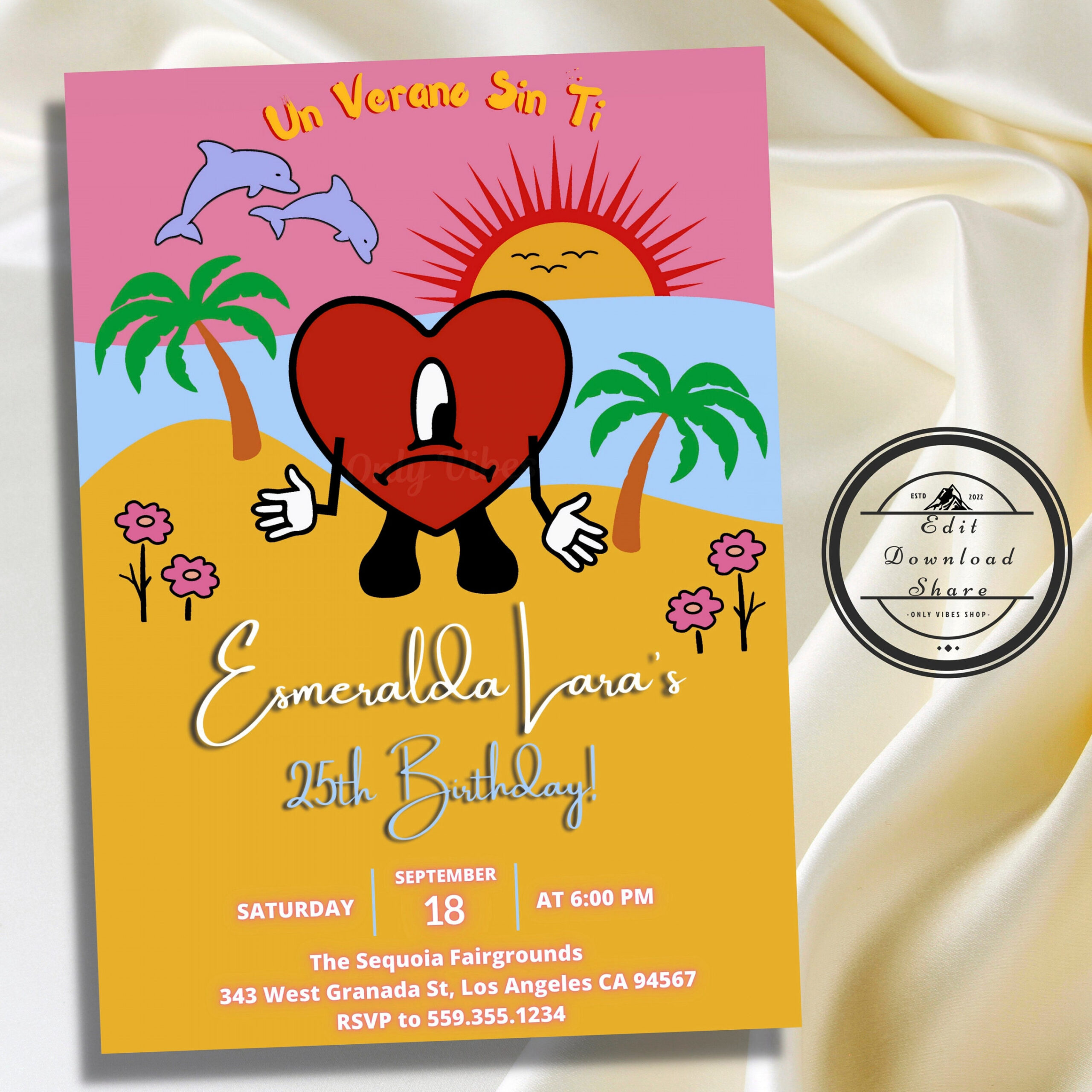 Bad Bunny Invitation Birthday Digital Invitation Template - Etsy