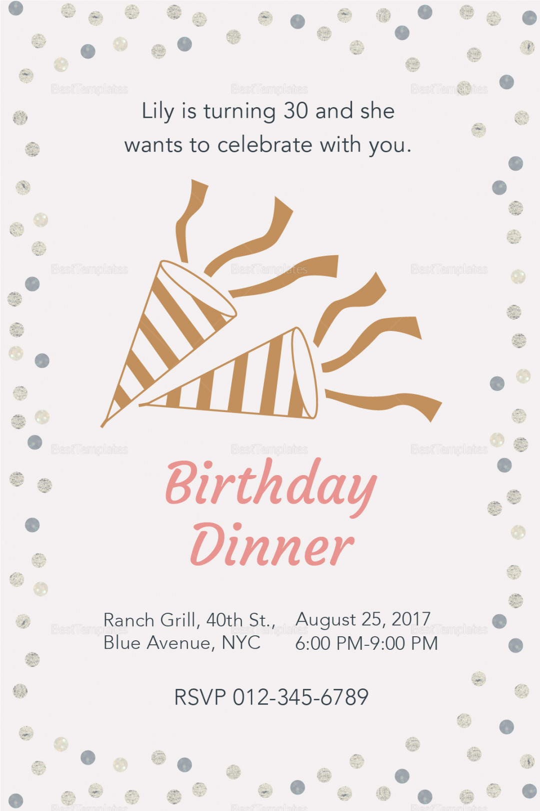 Birthday Dinner Invitation Template