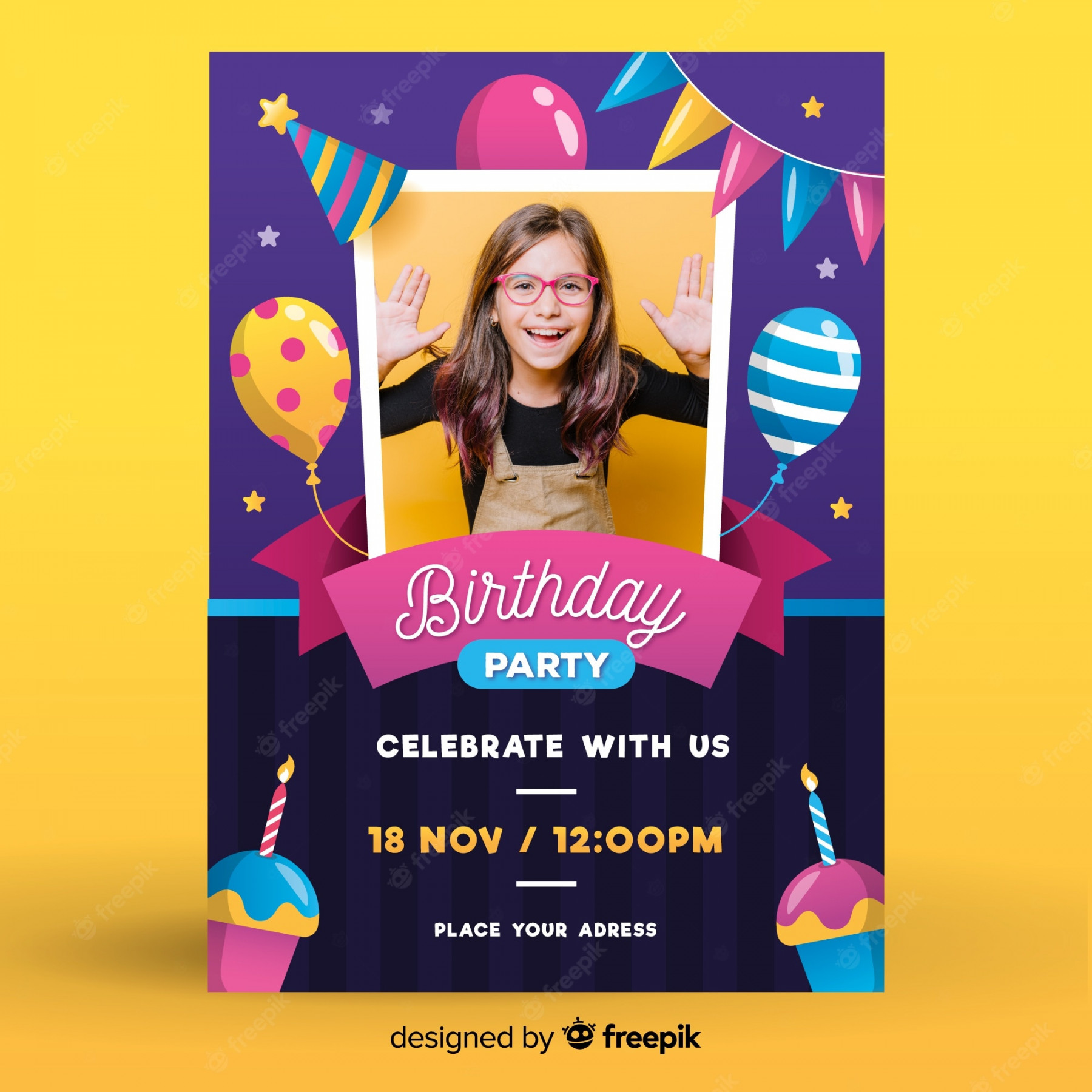 Birthday Invitation Template - Free Vectors & PSDs to Download