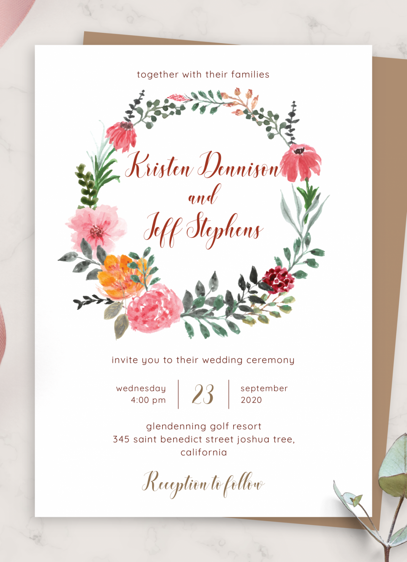 Download Printable Country Rustic Wedding Invitation PDF