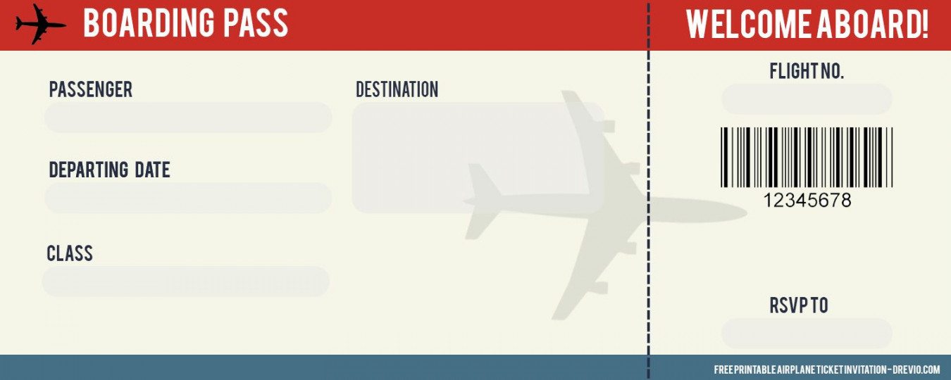 FREE Airplane Ticket Birthday Invitation Templates  Ticket