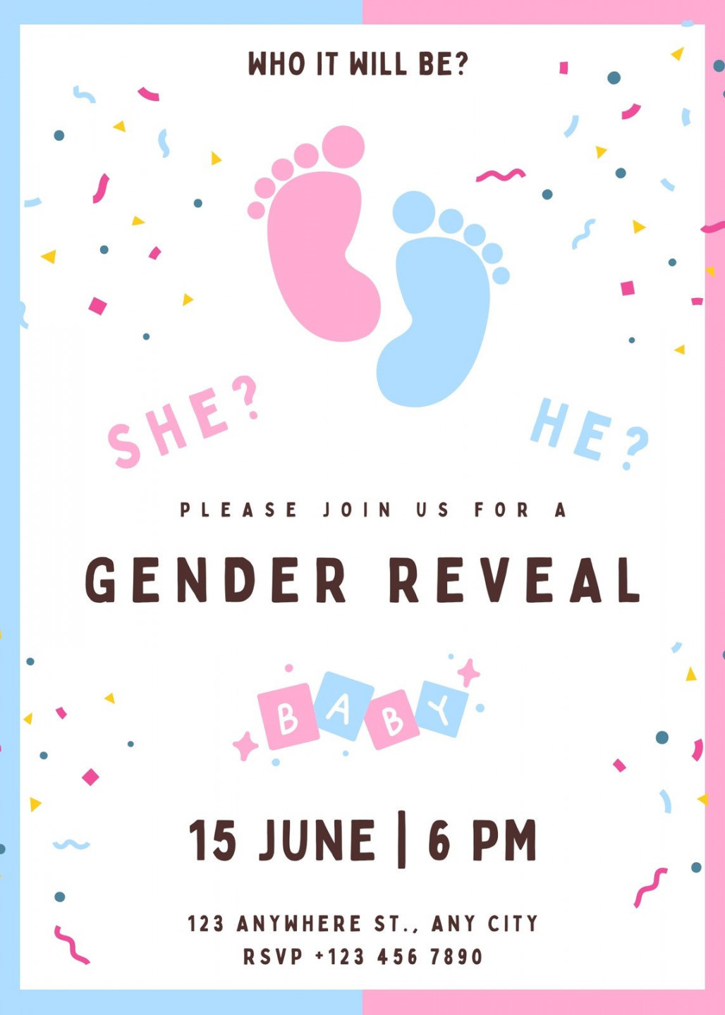 Free custom printable gender reveal invitation templates  Canva