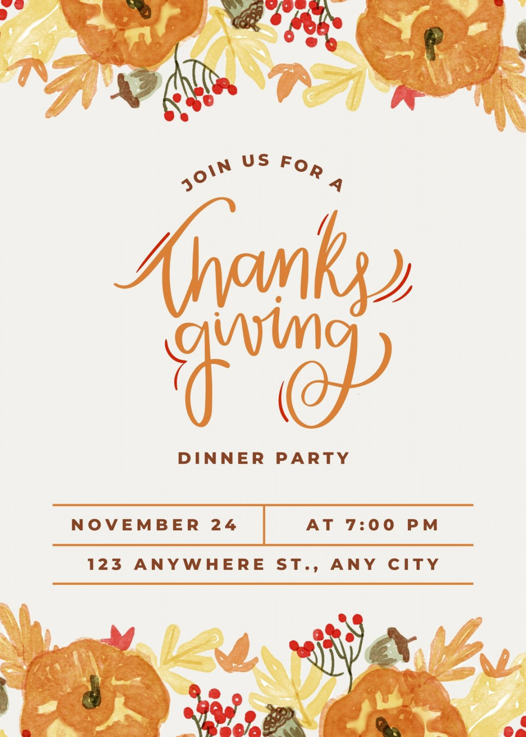 Free custom printable Thanksgiving invitation templates  Canva