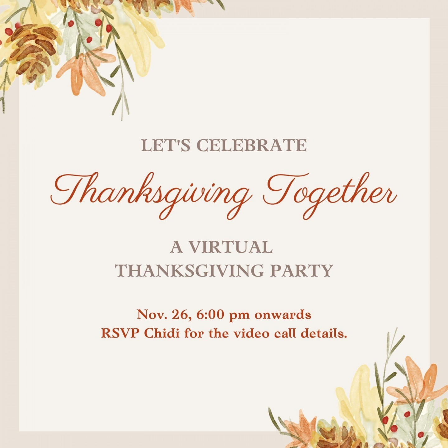 Free custom printable Thanksgiving invitation templates  Canva