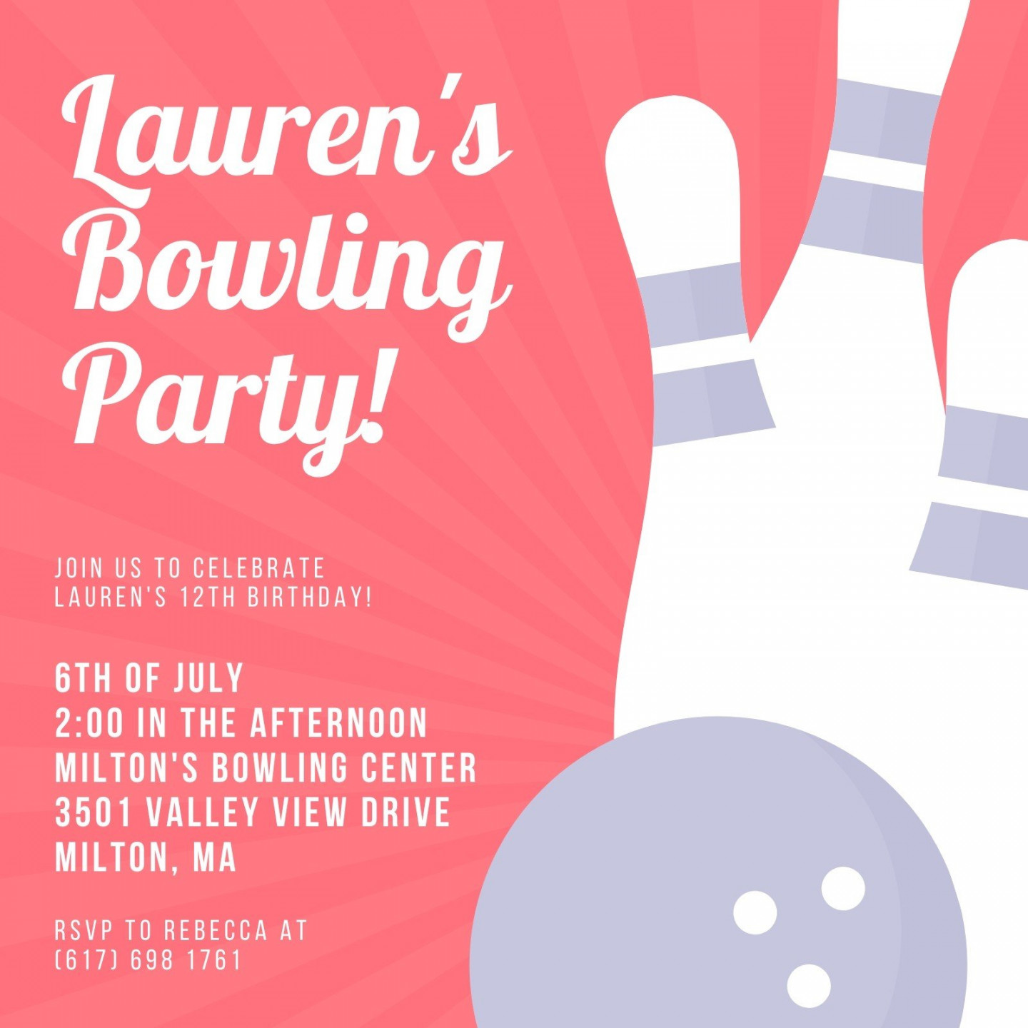 Free printable, customizable bowling invitation templates  Canva