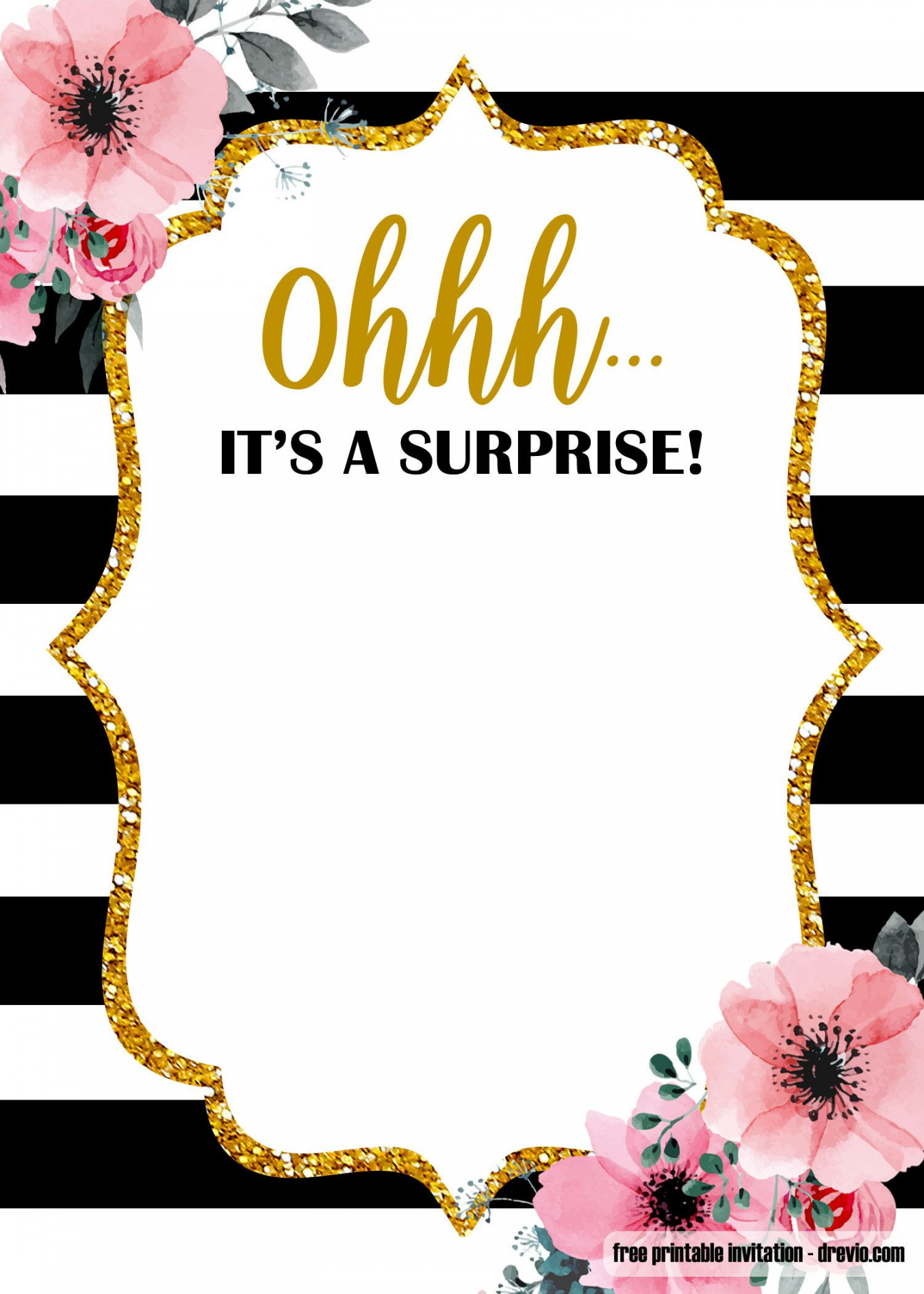 FREE Printable Surprise party Birthday Invitation Templates  FREE