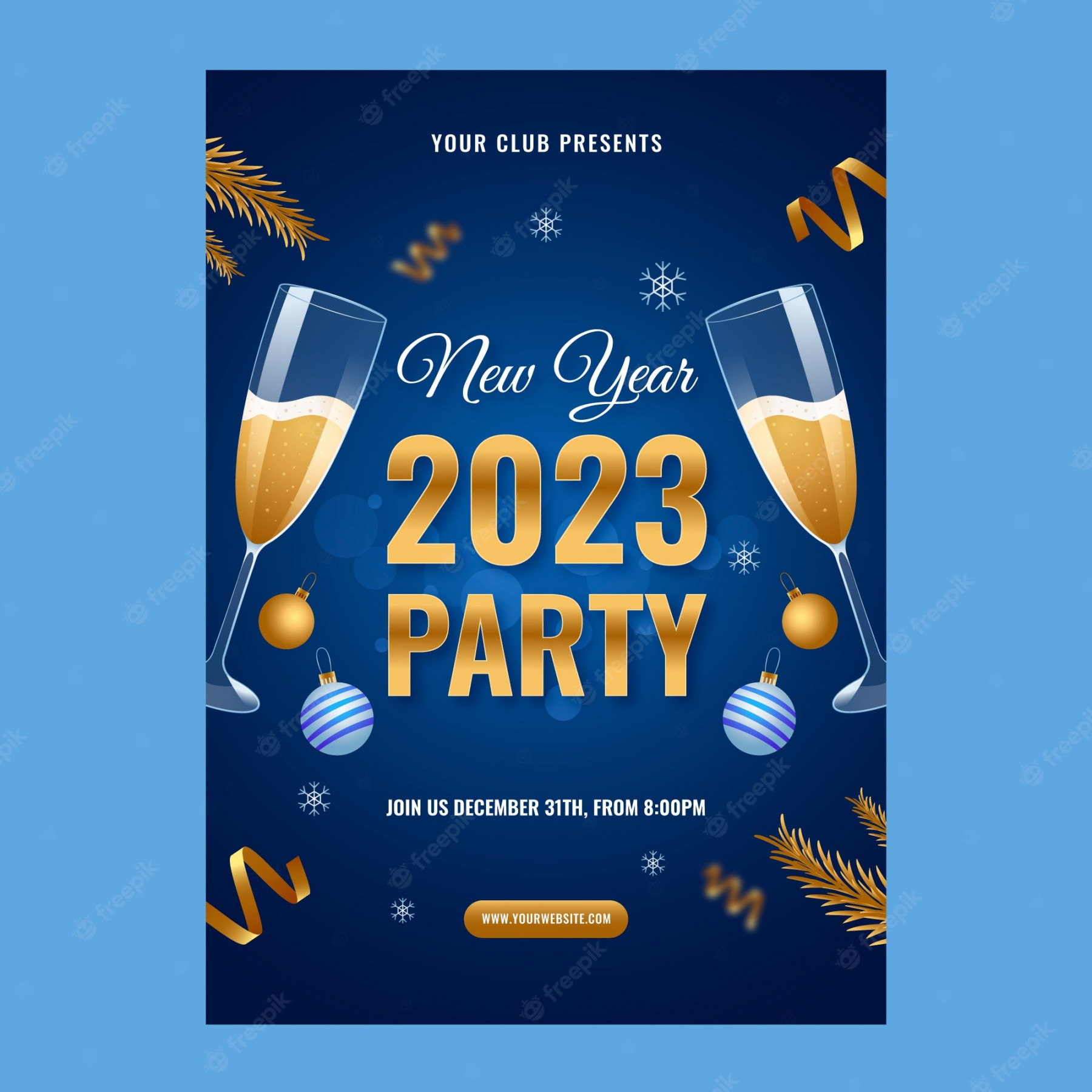 Free Vector  New year  celebration invitation template