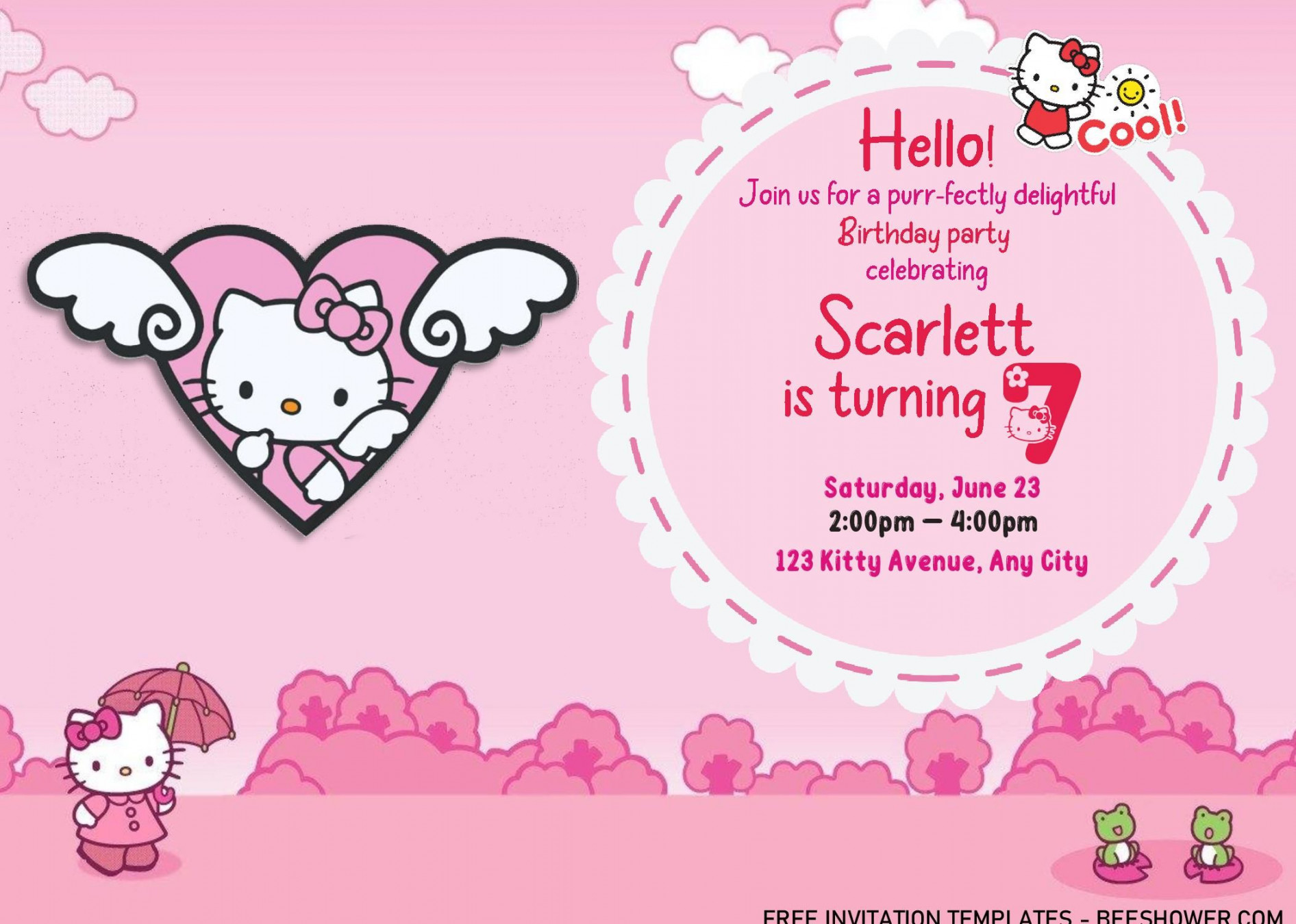 Hello Kitty Invitation Templates - Editable With MS Word  Hello