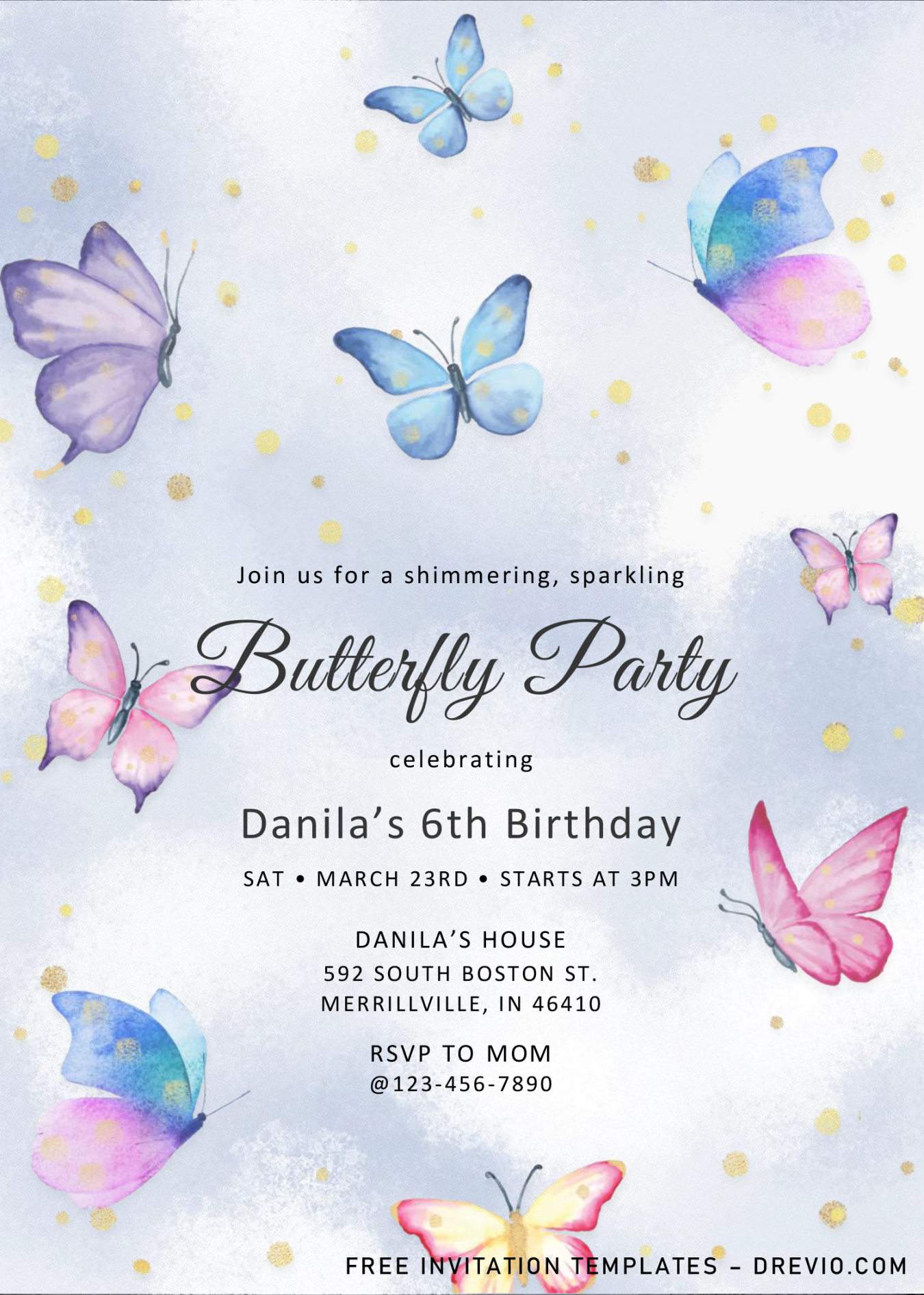 Magical Butterflies Invitation Templates – Editable