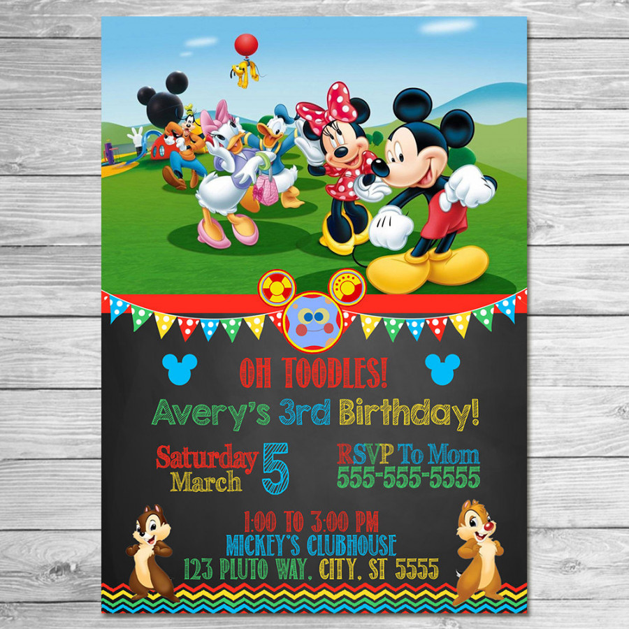 Mickey Mouse Clubhouse Invitation Chalkboard // Mickey Mouse Clubhouse  Birthday Party // Mickey Mouse Clubhouse Invite Printable Favors