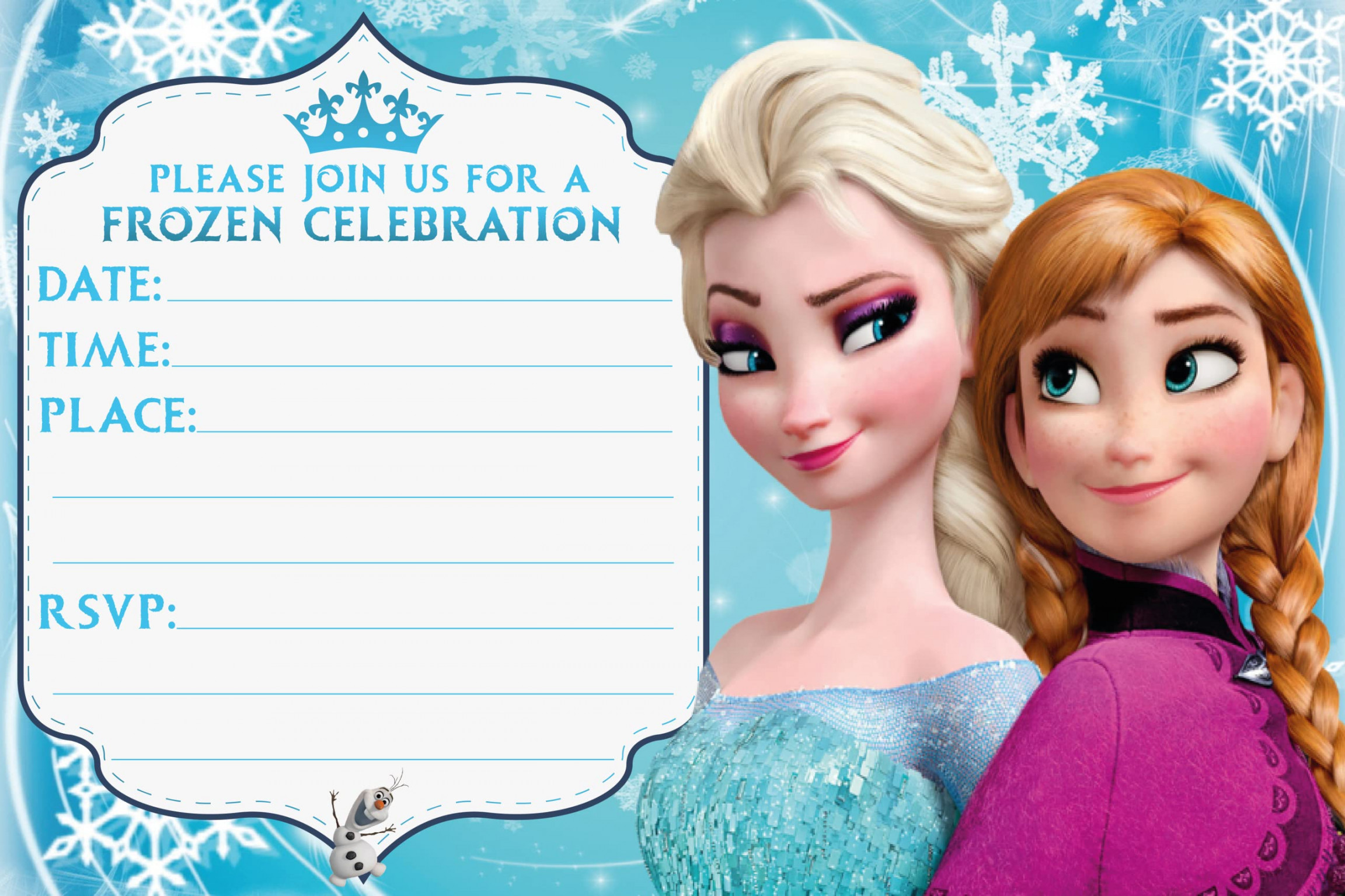 x Frozen Birthday Invitations and Envelopes – Fill-in Happy Birthday  Party Invitations for Kids, X Inches, Postcard Style