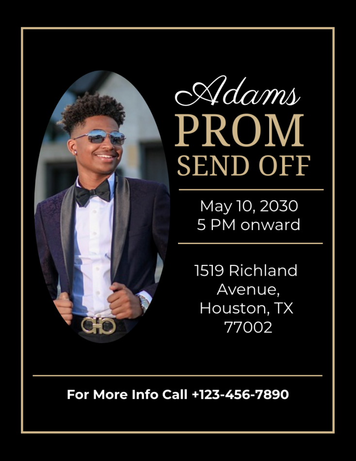 Black Simple Prom Send-Off Flyer - Venngage