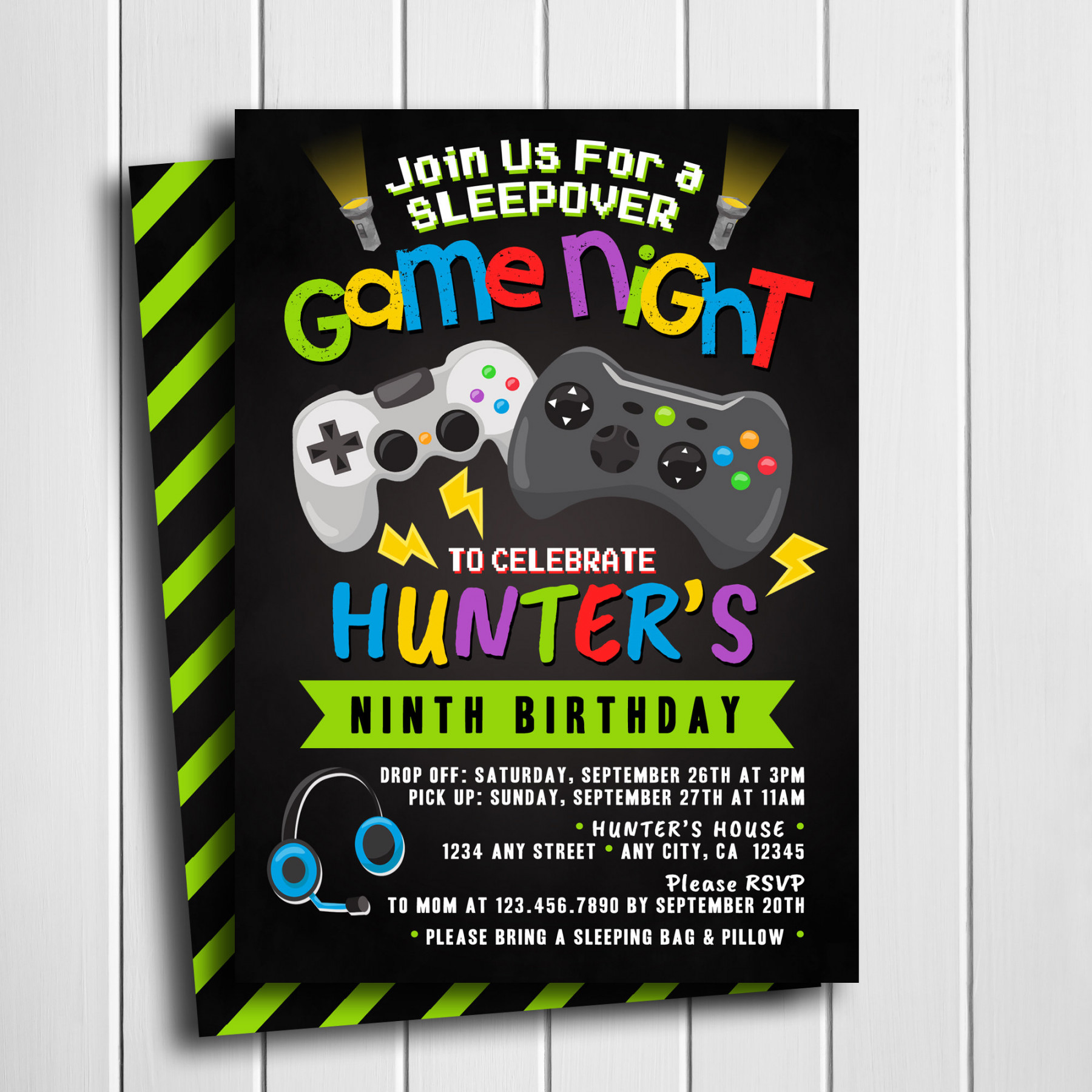 Boy Sleepover Invitation Video Game Birthday Invitation - Etsy