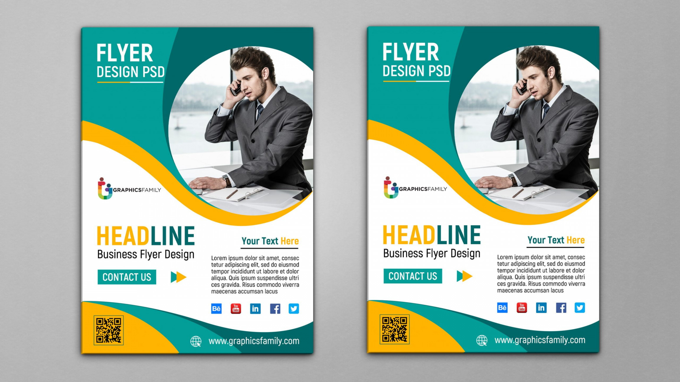 Business Flyer Template Design PSD – GraphicsFamily