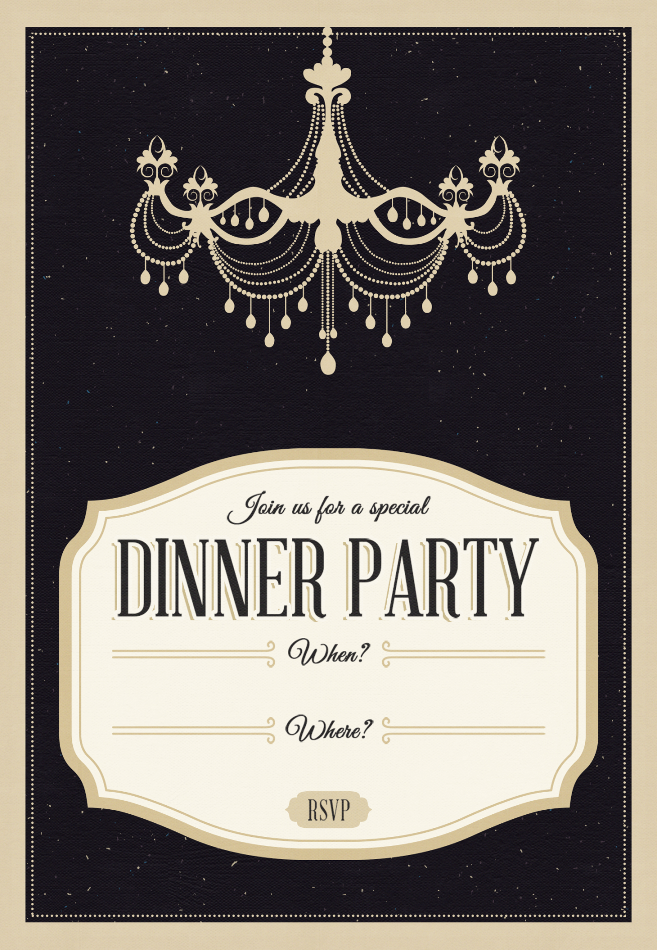 Classy Chandelier - Free Printable Dinner Party Invitation