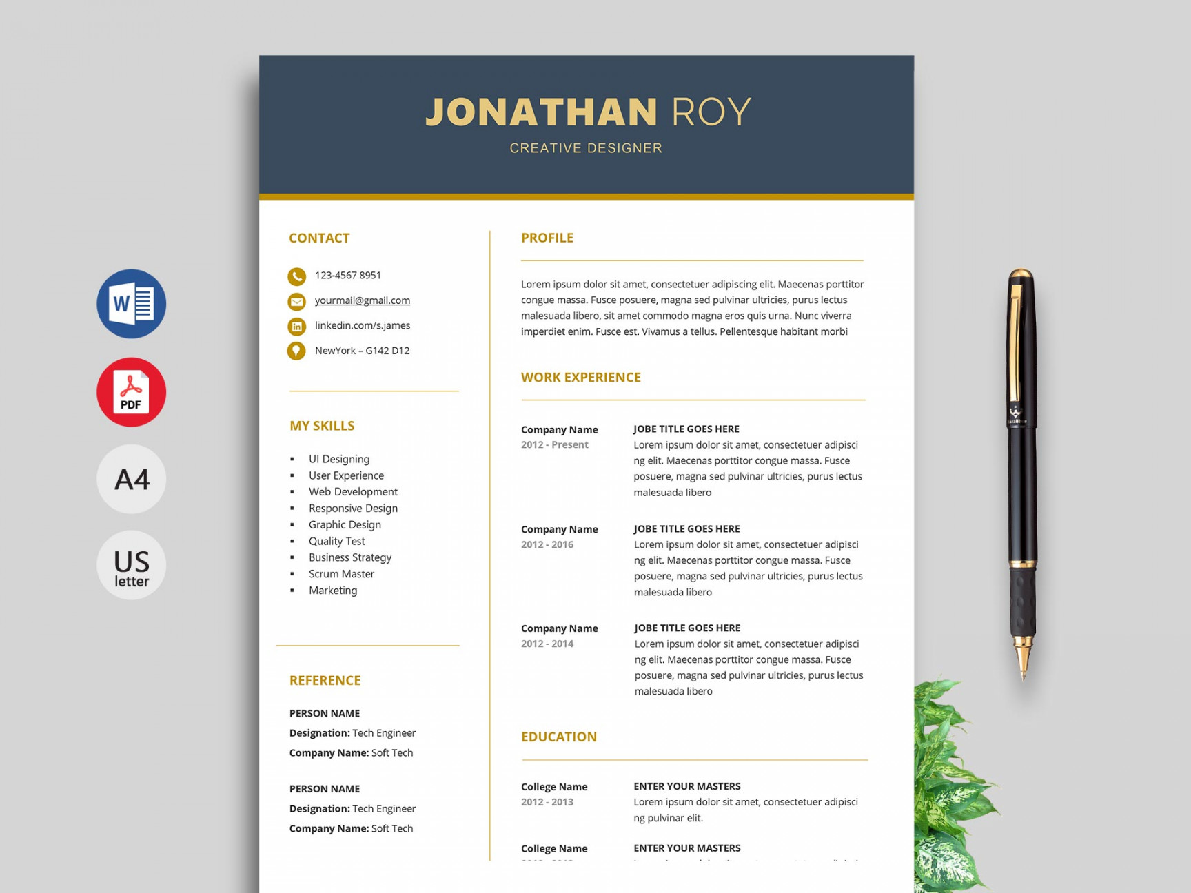 Creative Resume & CV Template Free Download   ResumeKraft