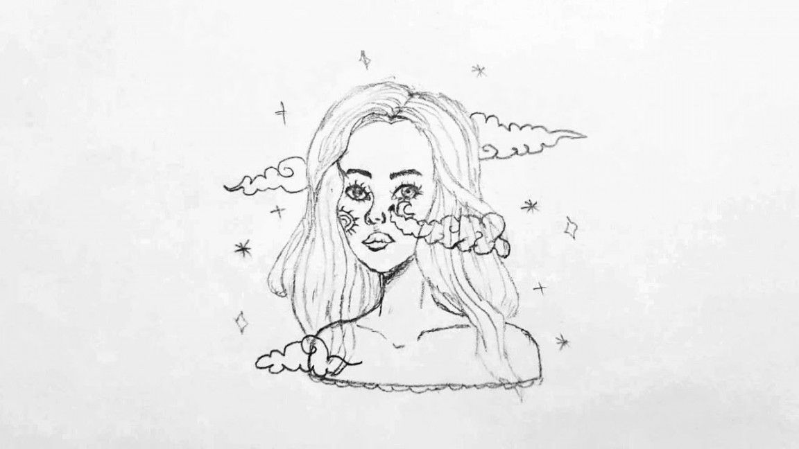 ☁ cute girl drawing • easy drawing ideas『 𝕒 𝕖 𝕤 𝕥 𝕙 𝕖 𝕥 𝕚 𝕔 』