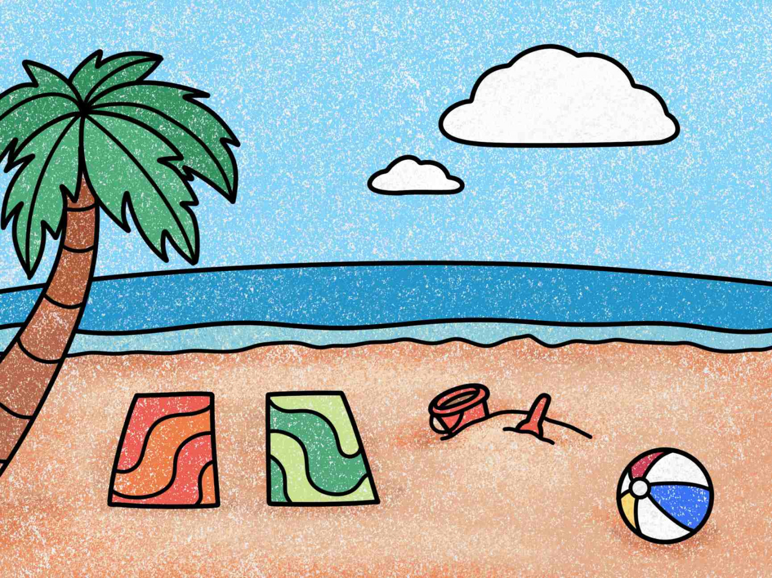 Easy Beach Drawing - HelloArtsy