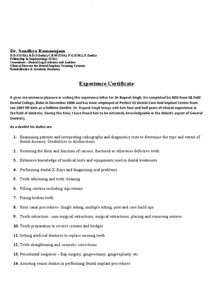 Experience Letter Format  PDF