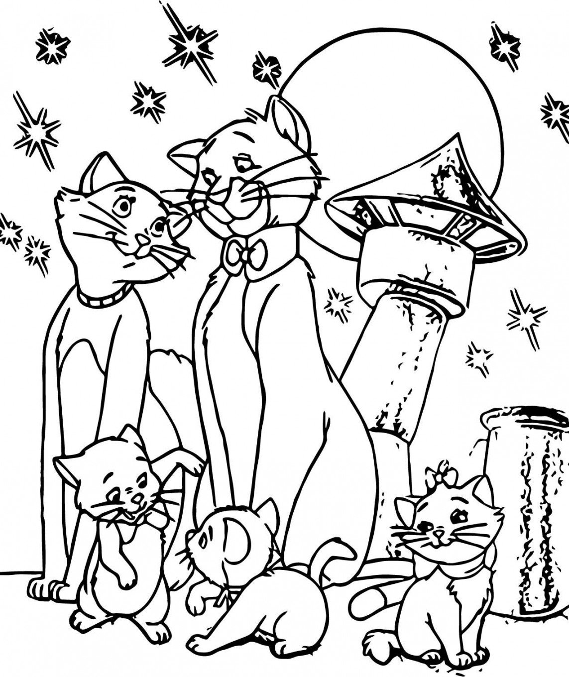 Family Disney The Aristocats Coloring Page - Wecoloringpage