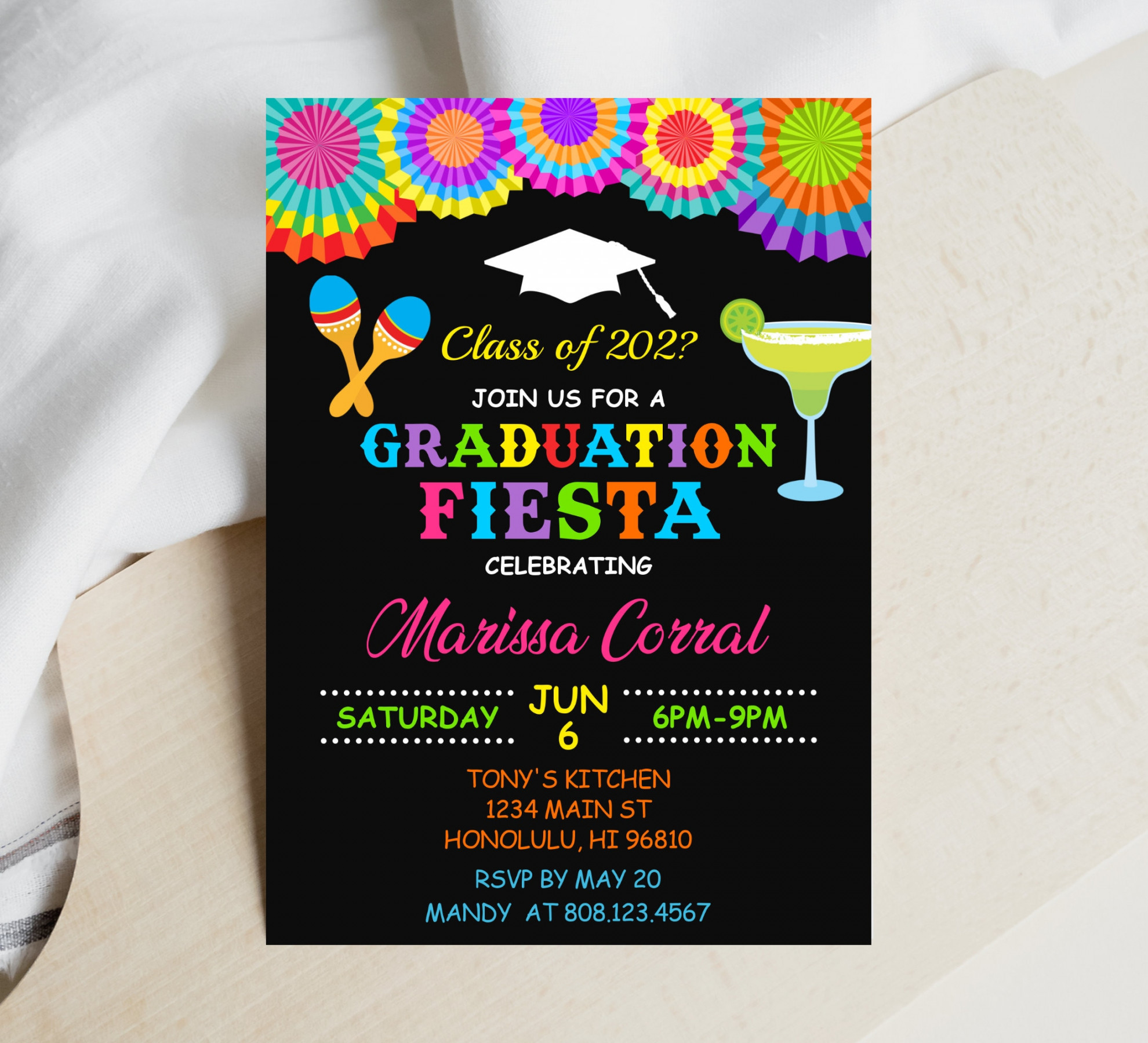 Fiesta Graduation Party Invitation Mexican Graduation Invite