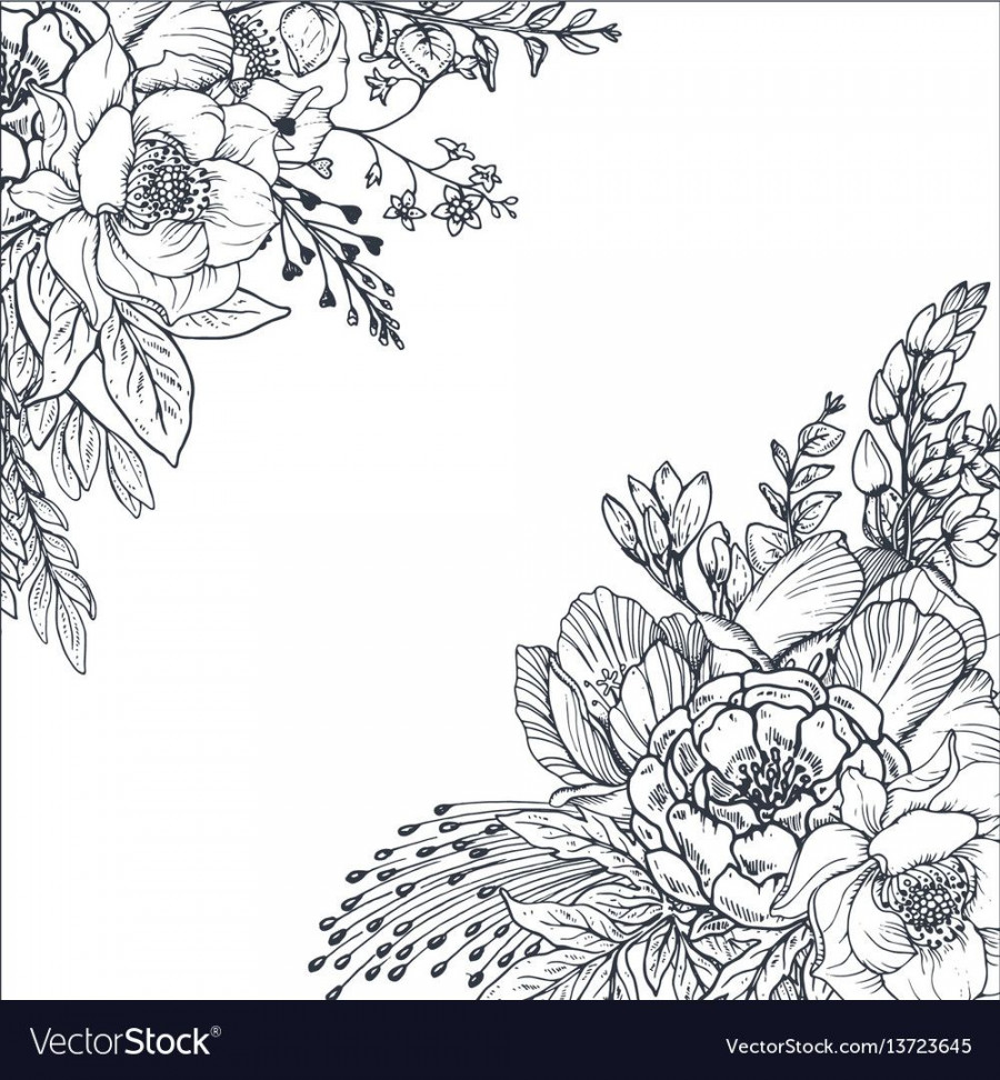 Floral backgrounds with hand drawn flowers and plants