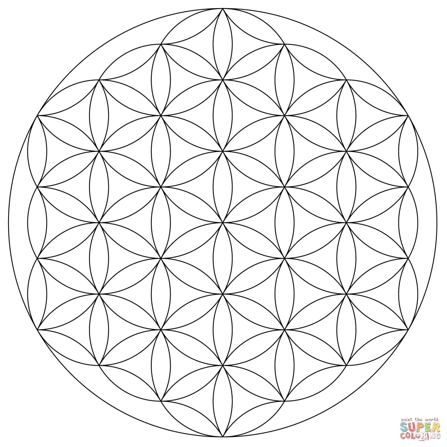 Flower of Life Mandala coloring page  Free Printable Coloring