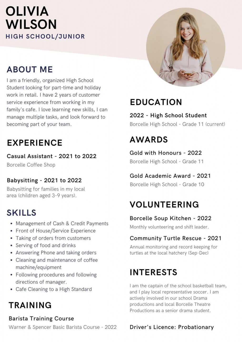 Free custom printable high school resume templates  Canva