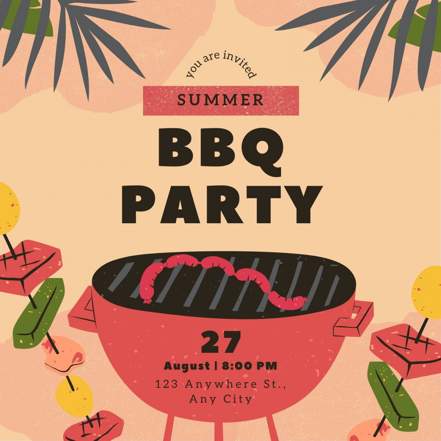 Free, printable, customizable BBQ invitation templates  Canva