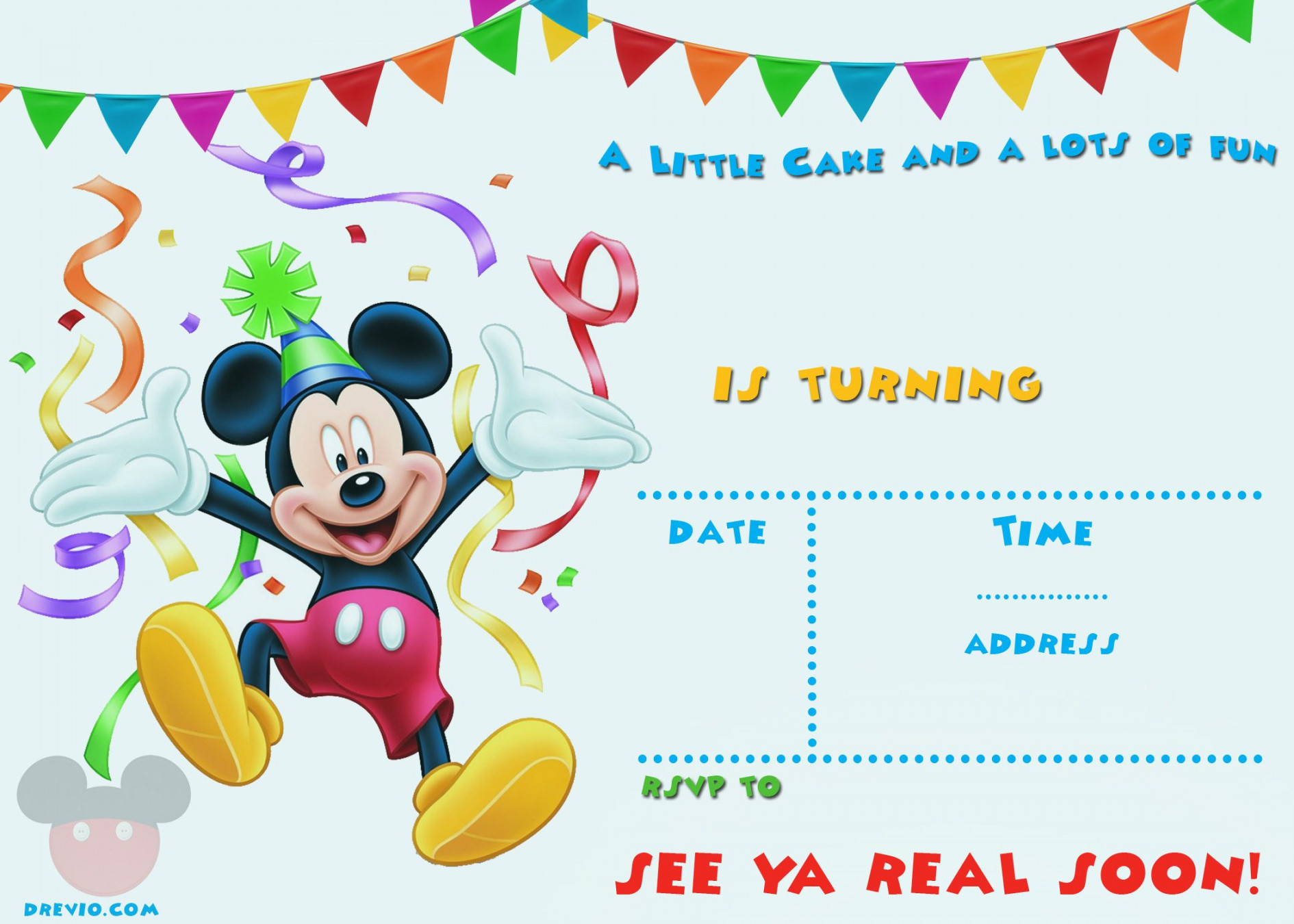 FREE Printable Mickey Mouse Party Invitation Template  Mickey