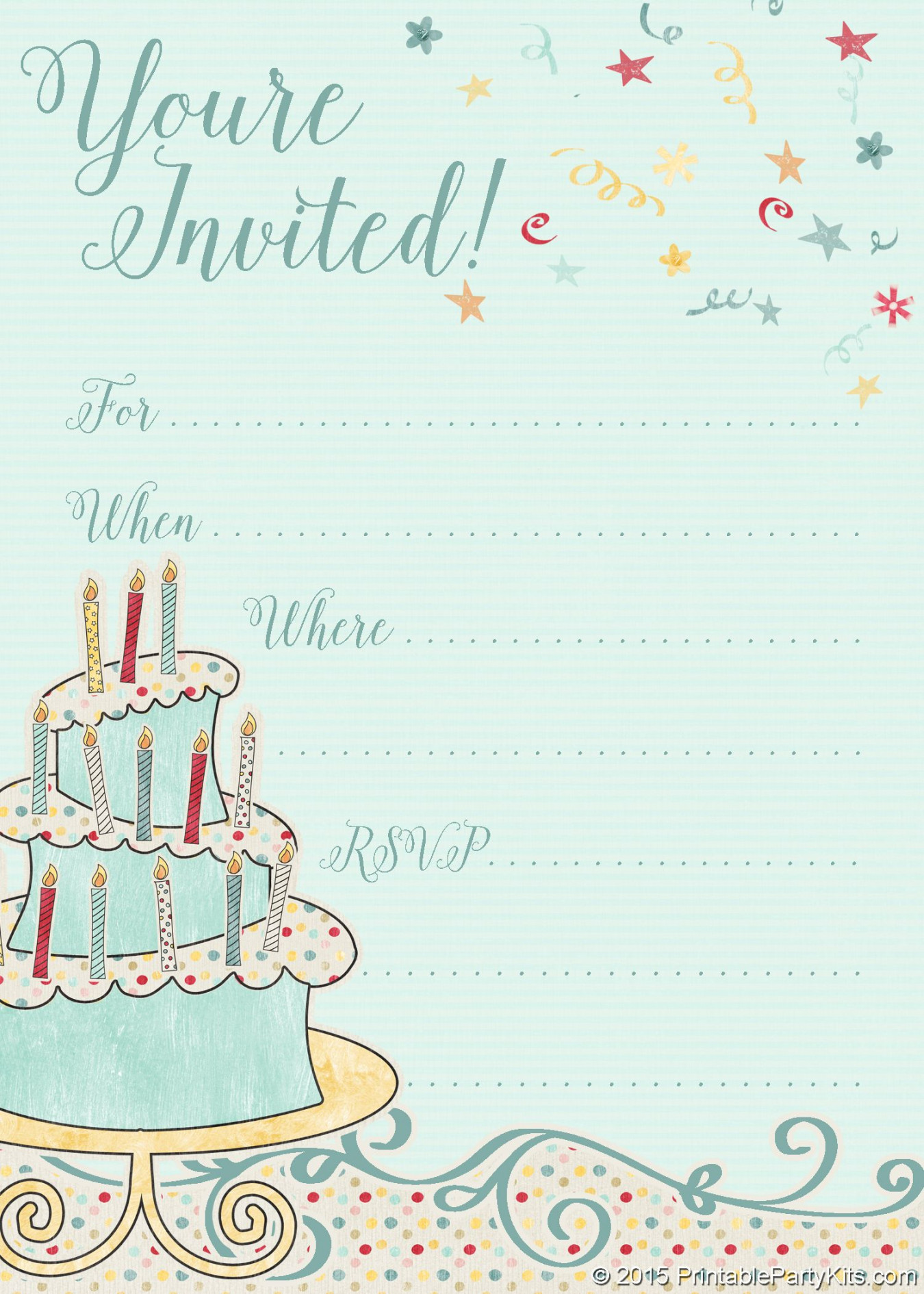 FREE Printable Whimsical Birthday Party Invitation Template