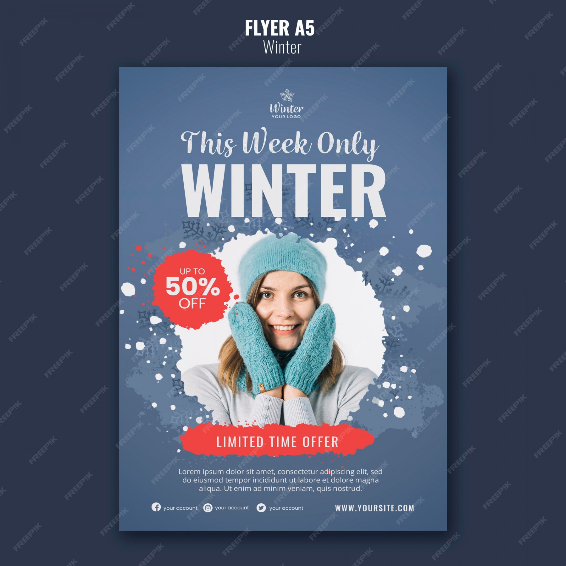 Free PSD  Winter design flyer template