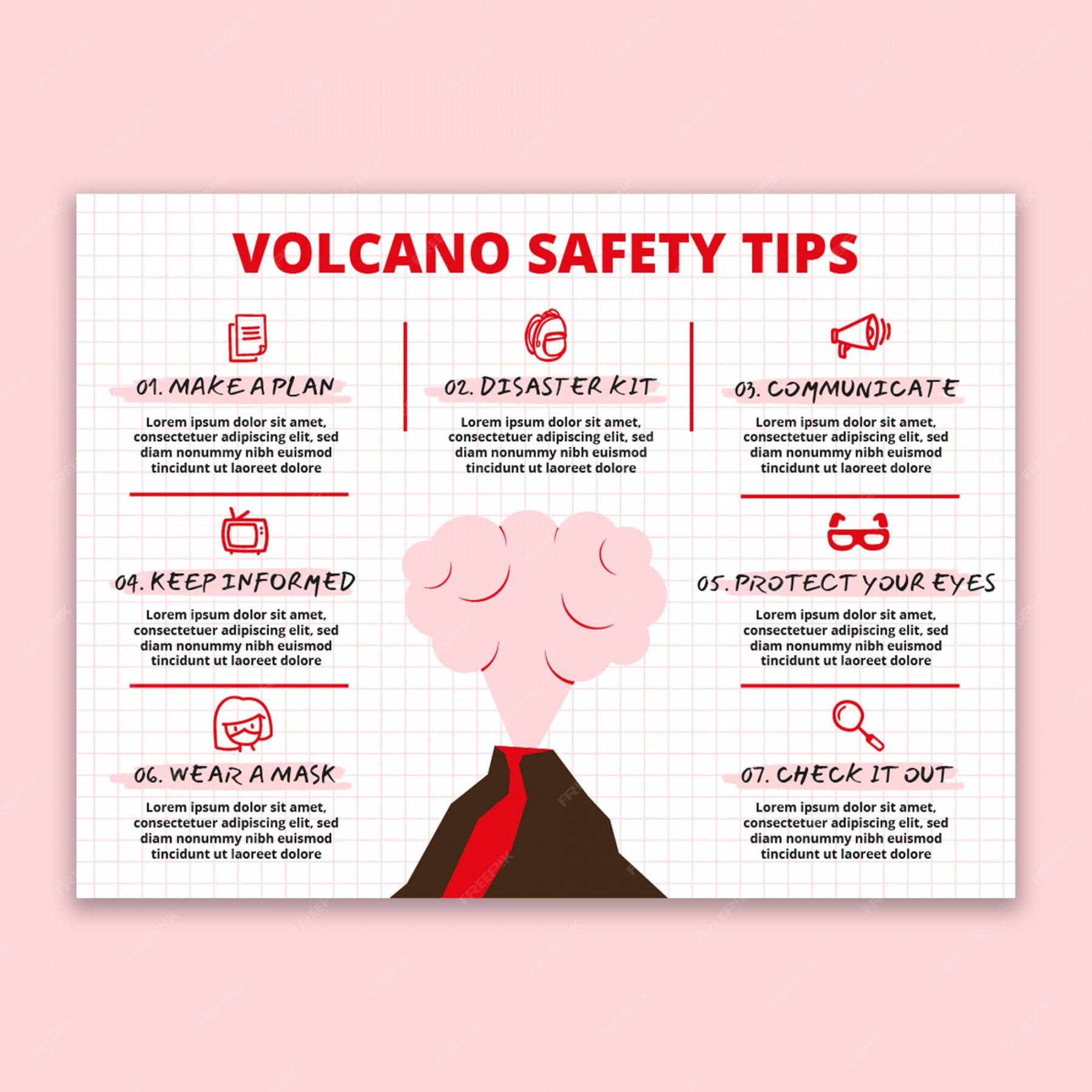 Free Vector  Hand-drawn volcano general infographic